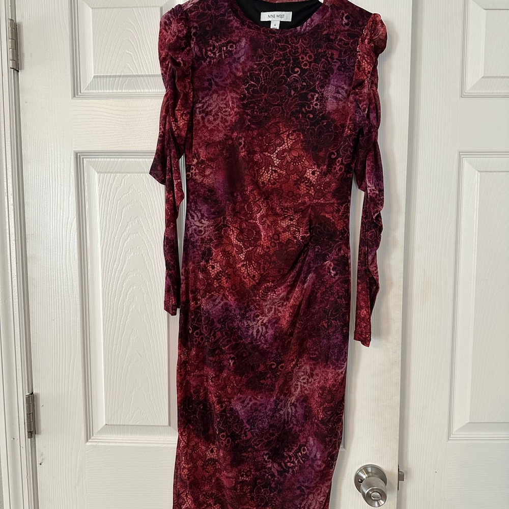 Plum calf length dress